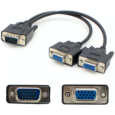 Add-On Addon 20.00Cm (8.00In) Vga Male To Female Black Splitter Cable VGASPLMFF